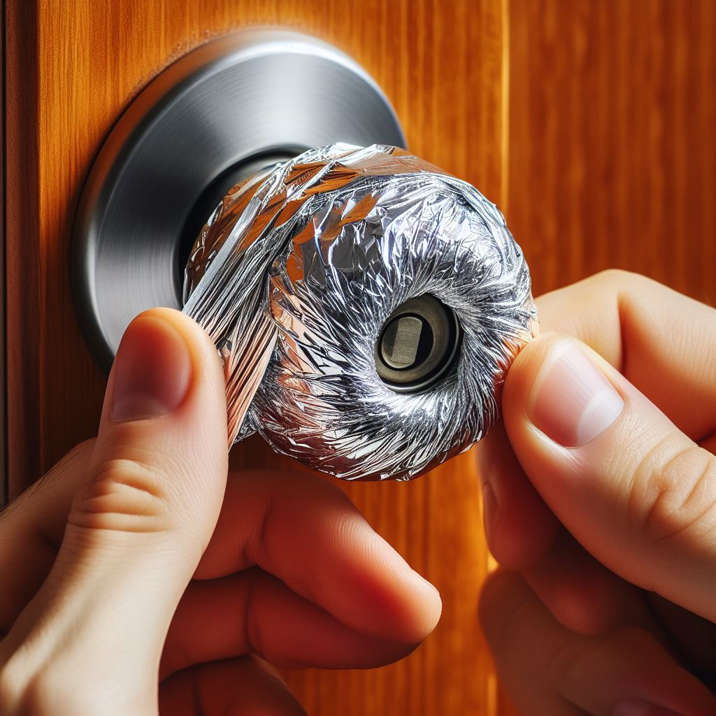 wrap foil around the doorknob